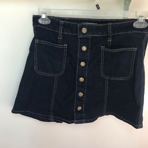 Altar'D State Dark Wash A-line Button-Down Skirt